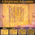 LED Curtain String Lights Christmas Garland Decor Fairy Light 8 Modes USB Remote Control Wedding Holiday Party for Bedroom Home. 