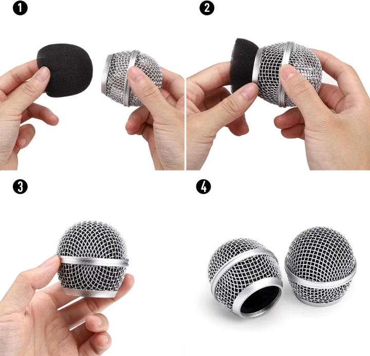 Mesh%20Ball%20Head%20Wired%20Wireless%20Microphone%20Grille%20Microphone%20Replacement%20Head%20Steel%20Shure%20SM58%20Beta%2058A%20-%20Image%206