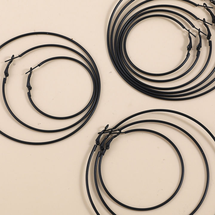 5%20Sizes%20Stainless%20Steel%20Black%20Round%20Circle%20Hoop%20Earrings%20for%20Women%20Punk%20Exaggerated%20Smooth%20Statement%20Earring%20Gothic%20Jewelry%20%20-%20Image%205
