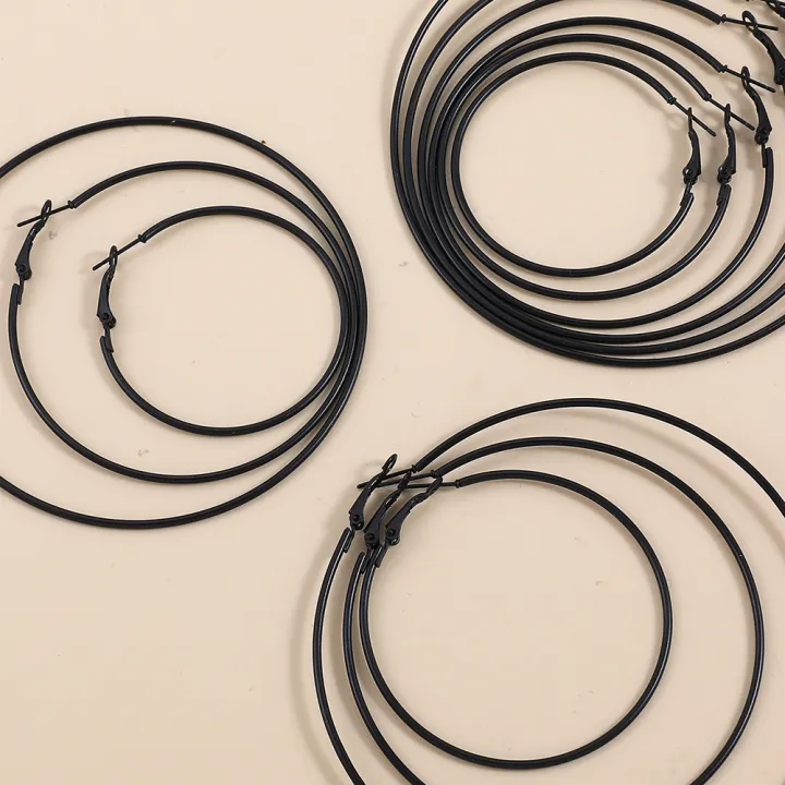 5%20Sizes%20Stainless%20Steel%20Black%20Round%20Circle%20Hoop%20Earrings%20for%20Women%20Punk%20Exaggerated%20Smooth%20Statement%20Earring%20Gothic%20Jewelry%20%20-%20Image%205
