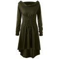 Medieval Cosplay Renaissance Archer Costumes Hooded Robe Lace Up Pullover Long Hoodie Dress Cloak Halloween Party.