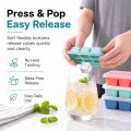 Ice Cube Trays for Freezer 4-compartment container with lid - Mini Ice Cube Trays with Lid & Easy-Release Silicone Bottom, Stackable Small Ice Cube Molds for Mini Fridge/Travel/Dorm Freezer.