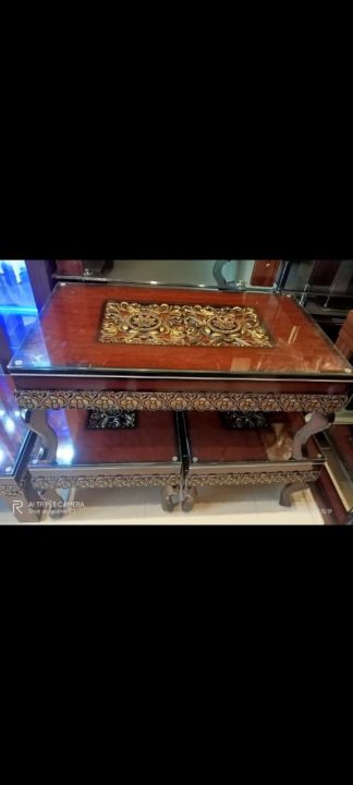 Centre Table  , Polish Wooden Table With Glass Top , Rectangle shape