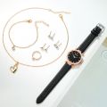 10pcs Dainty Quartz Watch With Jewelry Set Fashion Round Women Watch Heart Shape Necklace Bracelet Earrings Ring Set. 