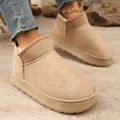 Classic one-step snow boots with thick soles, lined and padded for warmth, versatile cotton short boots. 