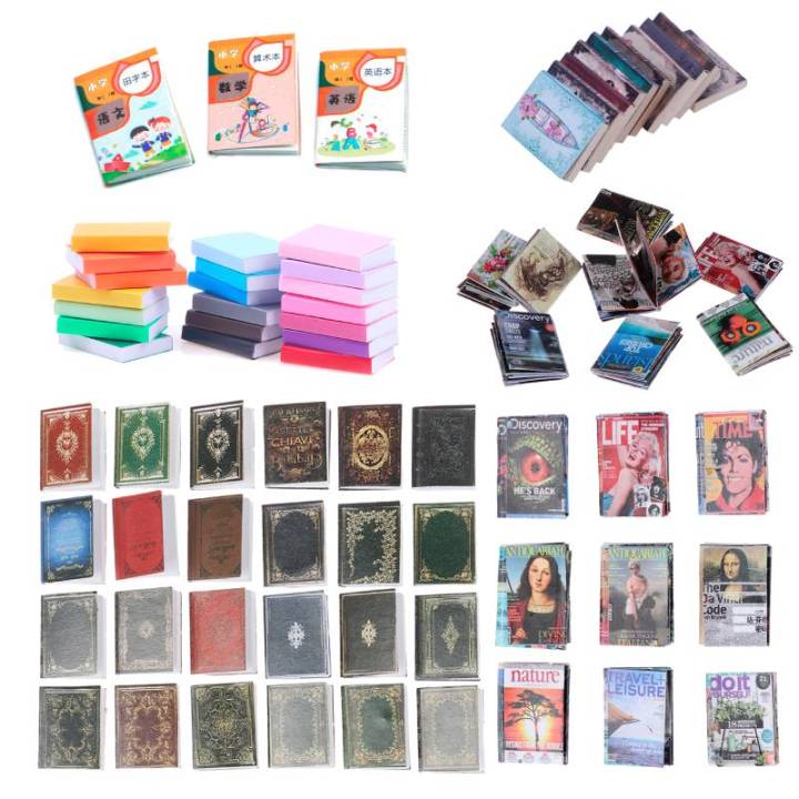 1/12 Dollhouse Mini Retro Books Model Dollhouse Study Room Decoration Toys Dolls House Micro Scene Construction Props