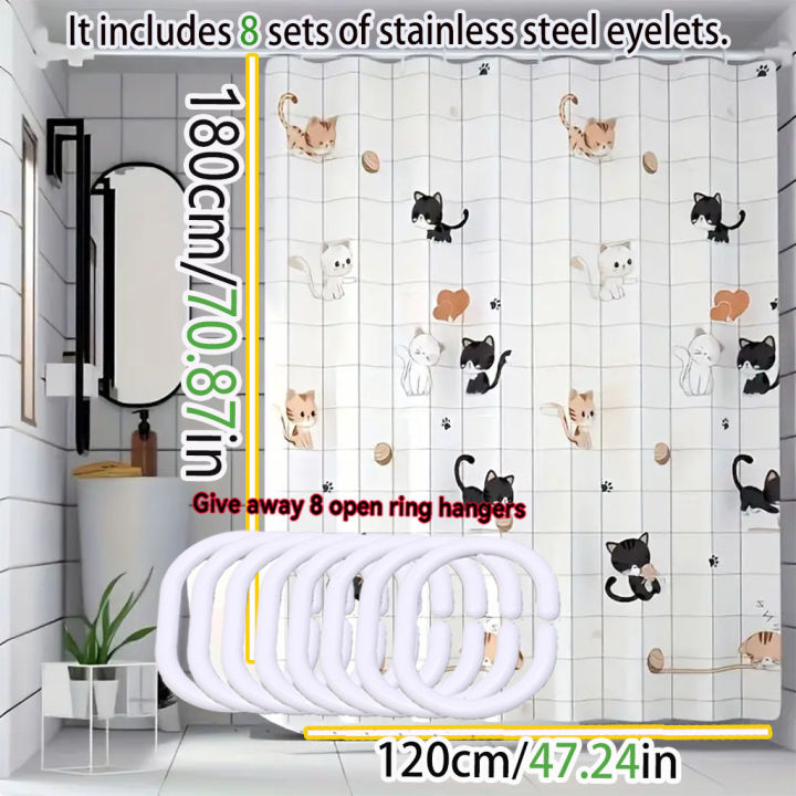 Simple%20cartoon%20naughty%20cat%20shower%20curtain%20Bathroom%20shower%20curtain%20easy%20to%20clean%20and%20scrub%20PEVA%20waterproof%20material%20light%20opaque%20-%20Image%203