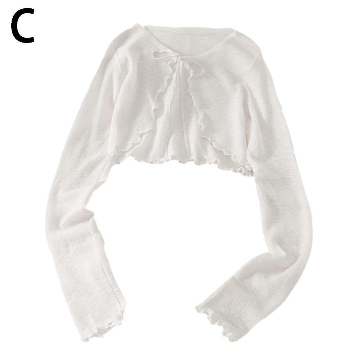 Summer%20Women%20Thin%20Sunscreen%20Cardigan%20Lace-up%20Knitwear%20Tops%20Female%20Korean%20Style%20Lantern%20Sleeve%20Short%20Coat%20Casual%20Sun%20Protected%20-%20Image%207