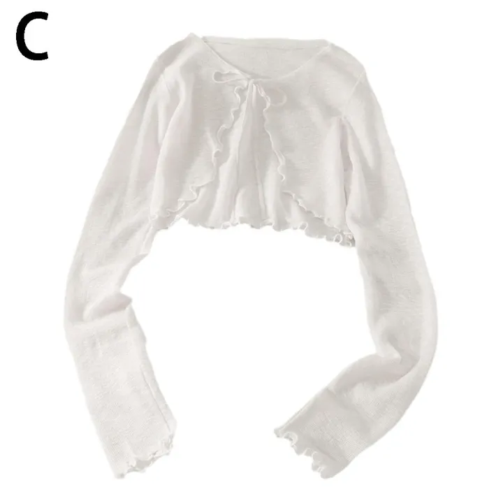 Summer%20Women%20Thin%20Sunscreen%20Cardigan%20Lace-up%20Knitwear%20Tops%20Female%20Korean%20Style%20Lantern%20Sleeve%20Short%20Coat%20Casual%20Sun%20Protected%20-%20Image%207