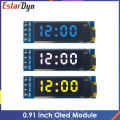 EstarDyn 0.91 Inch  I2C OLED Display Module White / BLUE /YelloW I2C OLED Screen Driver DC 3.3V~5V for. 