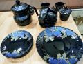 Marble Tea Set Black Gemya 24 Pcs Premium Quality Imported 6 Persons Serving. 