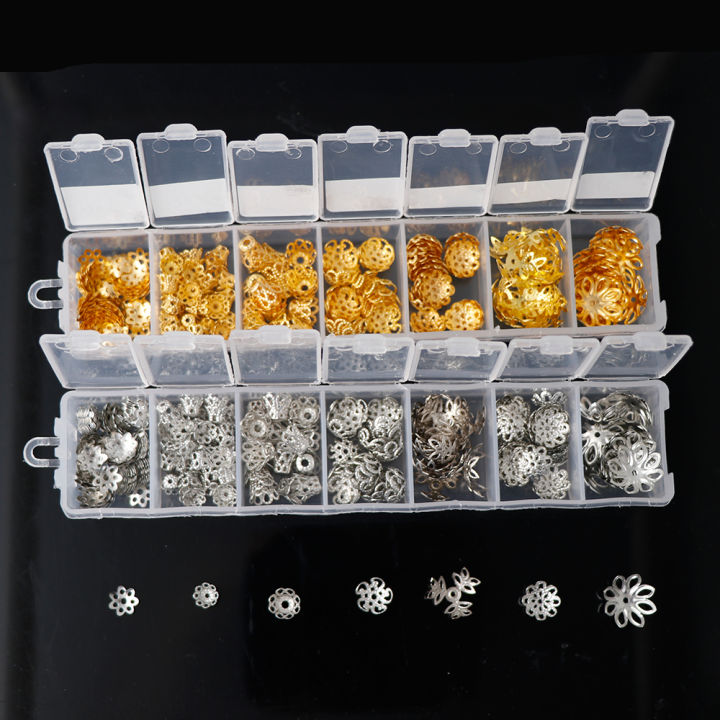 1box Mixed Bead Caps for Jewelry Making Bulk Gold Beads Supplies Flower Metal Spacer Shaped Bracelet Necklace Accessories