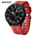 SANDA 9053 G Style Men's Electronic Watch With Dual Displays Waterproof Night Light LED Men's Electronic Digital Watch. 