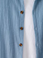 New adult summer open chest button short sleeved+loose shorts casual outfit. 