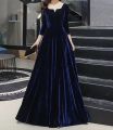 Elegant Royal Velvet Maxi Dress For Girls Women's Wear. 