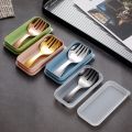 A Pair Stainless Steel Spoon Fork Cutlery Set Harmless Short Handled Round Spoon Fold Portable Dessert Bento Travel Outdoor Camp. 