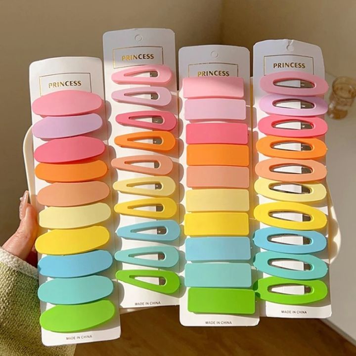 10pcs Frosted Simplicity Hairpins for Girls Rectangle Oval Drop Square Hair Clips for Kids Snap Hair Clips Hairpins Click Clack