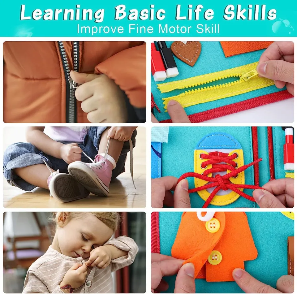 Toddler Busy Board Sensory Board with Buckles Montessori Travel