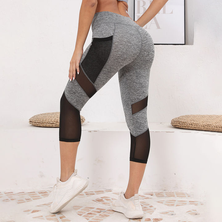 Mesh%20High%20Waist%20Yoga%20Pants%20Capri%20Leggings%20with%20Pockets%20for%20Women%20Tummy%20Control%20Workout%20Capri%20Leggings%20for%20Women%20-%20Image%206