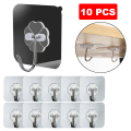 Transparent Self-Adhesive Hanger Hooks - Heavy-Duty Suction Cup Rack for Kitchen & Bathroom, 10 Pcs. 