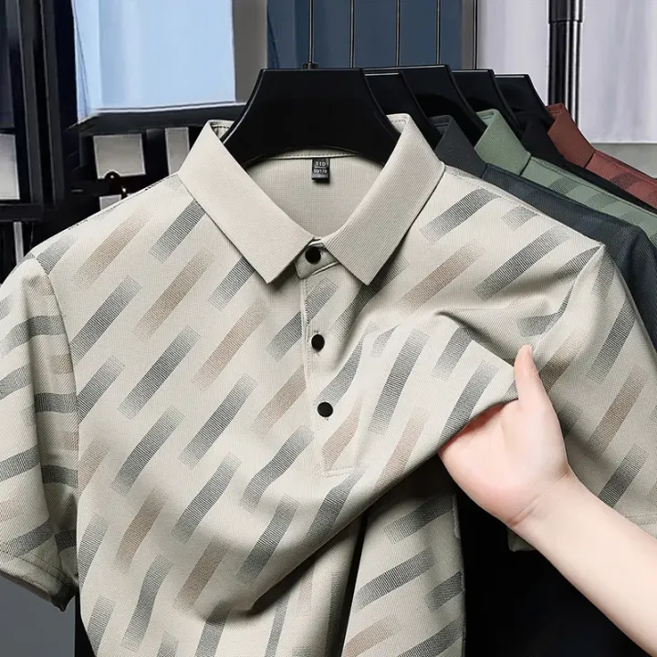 2025%20New%20Men's%20Business%20Casual%20Short%20Sleeved%20Printed%20Polo%20Shirt%20Fashionable%20Breathable%20Comfortable%20and%20Versatile%20Top%20-%20Image%202