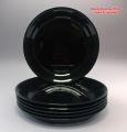 Premium Quality 6Pcs Melamine Plates Set Deep Quarter Medium Plate Melamine Double Glazed Black Color Plate Set Size "9"Inche. 