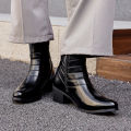 Luxury Men Boots Leather Chelsea Boots High Top Buckle Strap Formal Shoes Black British Style Ankle Boots Pointed Toe Brown Boot.
