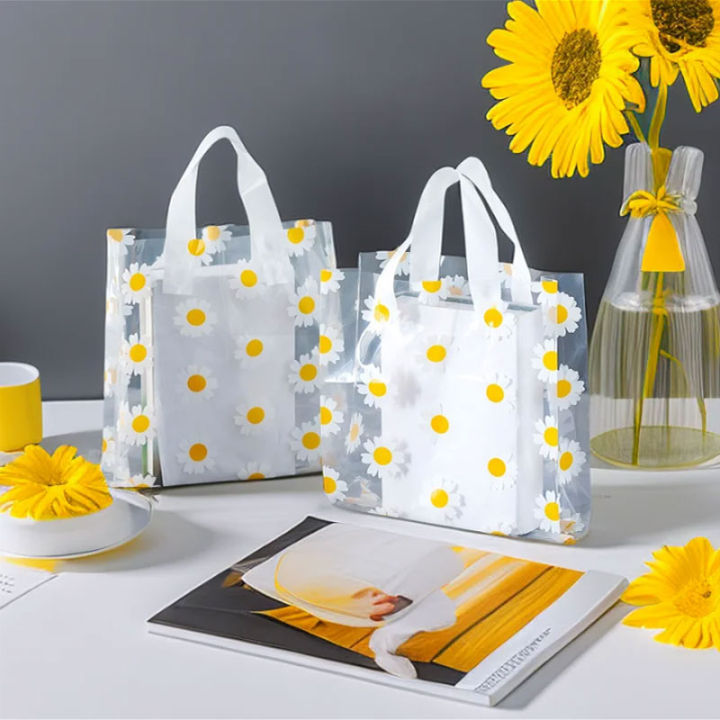 10/15pcs Transparent Daisy Gift Bags Birthday Wedding Party Gift Packaging Bag Put Food Lunch Storage Bag