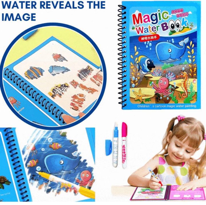Magic Water Colouring Book Set of 4 - Reusable Water Colouring Books ...