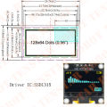 TENSTAR 0.96 Inch OLED SSD1306 White/Blue/Yellow 128X64 IIC I2C Serial Display Module 12864 LCD Screen Board. 