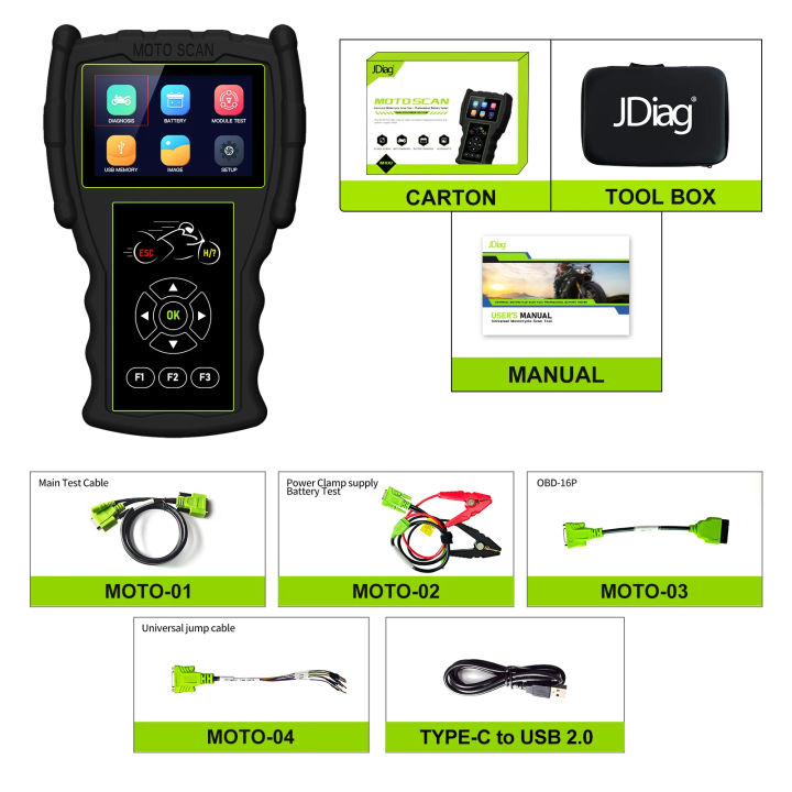 JDiag M100 Pro Motorcycle Diagnostic Tool OBD OBD2 Scanner Code Reader For BMW KTM Honda Kawasaki Yamaha Suzuki KTM