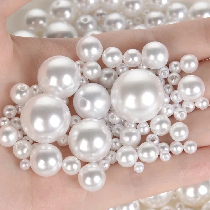 100-Piece Ocean Mix Glass Pearl Beads - 8mm Round, Mixed Blue Colors, For DIY Jewelry