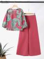 2024 Summer Floral Print Suit ZANZEA Women 3/4 Sleeve Blouse Wide Leg Pant Sets Stylish Tracksuits Fashion Loose Matching Sets.