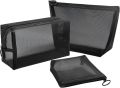 Aosbos 3-Pack Mesh Cosmetic Bag Set - Travel/On-The-Go Makeup Storage, Zipper Closure Small Pouch.