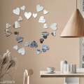 Pack of 20 Aesthetic 3D Heart Mirror Wall Stickers – Minimalist Acrylic Wall Art for Bedroom, Living Room & Home Decor. 