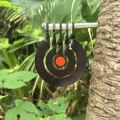 Shooting practice with a three - ring tree - inserted rotating pendulum target made of 3 - millimeter - thick metal. 