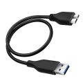USB 3.0 A Male to Micro B Male cable, commonly used for connecting portable external hard drives and other USB 3.0 peripherals. .