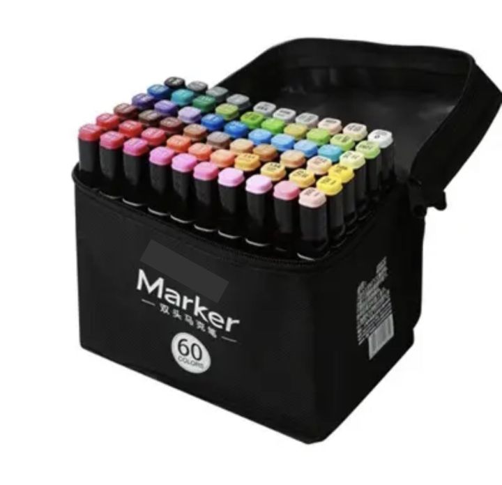 Morning Glory Markers twin double tip sketch art markers with broad and fine tip pack of 30/40/60/80 colours one side fine/Round tip one side highlighter tip permanent markers