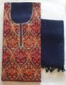 Navy Blue Unstitched Kashmiri Woolen Kurta Surwal Piece for Women. 