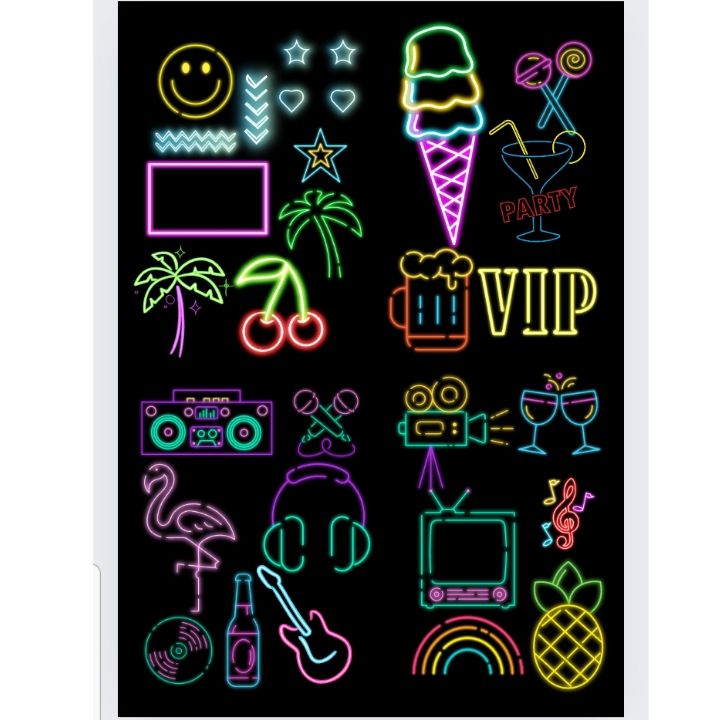 Customized Neon Light Mini Uncut Stickers A6 Size Aesthetic Classic ...