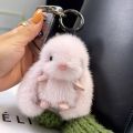 Cute Fluffy Rabbit Keychain Ring Plush Pompon Bunny Bag Pendant For Couple Car Key Ring Jewelry Gifts.
