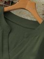 Plus Size 2025 New Casual Tops Women's Loose Long Sleeve Stand Collar T-shirts Polyester Fashion Female Apparel V-neck Clothing.