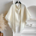 2025 Autumn and Winter New Women's Neck Wrap Wool Blended Tassel Triangular Shawl Female Thickened With Knitted Warm Shoulder. 