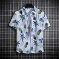 Men's Summer Short Sleeve Printed Shirt Thin Beach Shirt Men's Clothing Turtle Neck Polo  Shirt for Men Casual Top. 