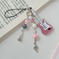 Y2K Phone Charms Pink Guitar Radio Keychain Microphone Pendant Key Ring Bag Phone Lanyard Cute Accessory for Girls Women Jewelry.