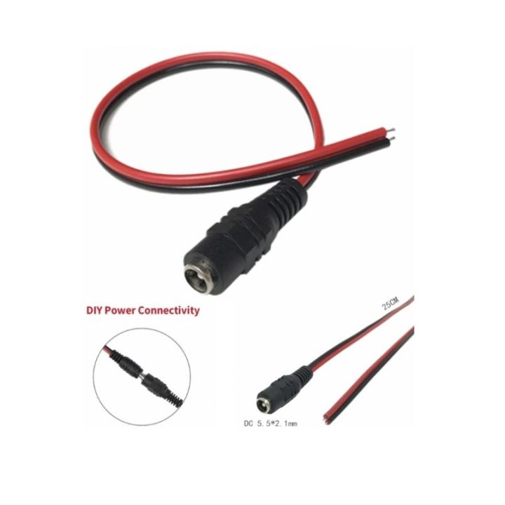 JACK - DC Power pigtail female connector jack CCTV DVR Camera Lead Plug Pigtail Cable