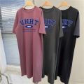 Summer Stylish Letter Style Print Loose Comfortable Round Neck Short Sleeve Women's Large Size Dress. 