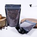Zipper lock coffee bean bag coffee bag clear front plastic bag Black back stand up pouch (50 PCs). 