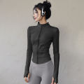 Long Sleeve Sports Jacket Women Zip Fitness Yoga Shirt Winter Warm Gym Top Activewear Running Coats Workout Clothes For Cycling.