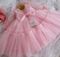 Baby pink colour fancy frock for kids girls. 